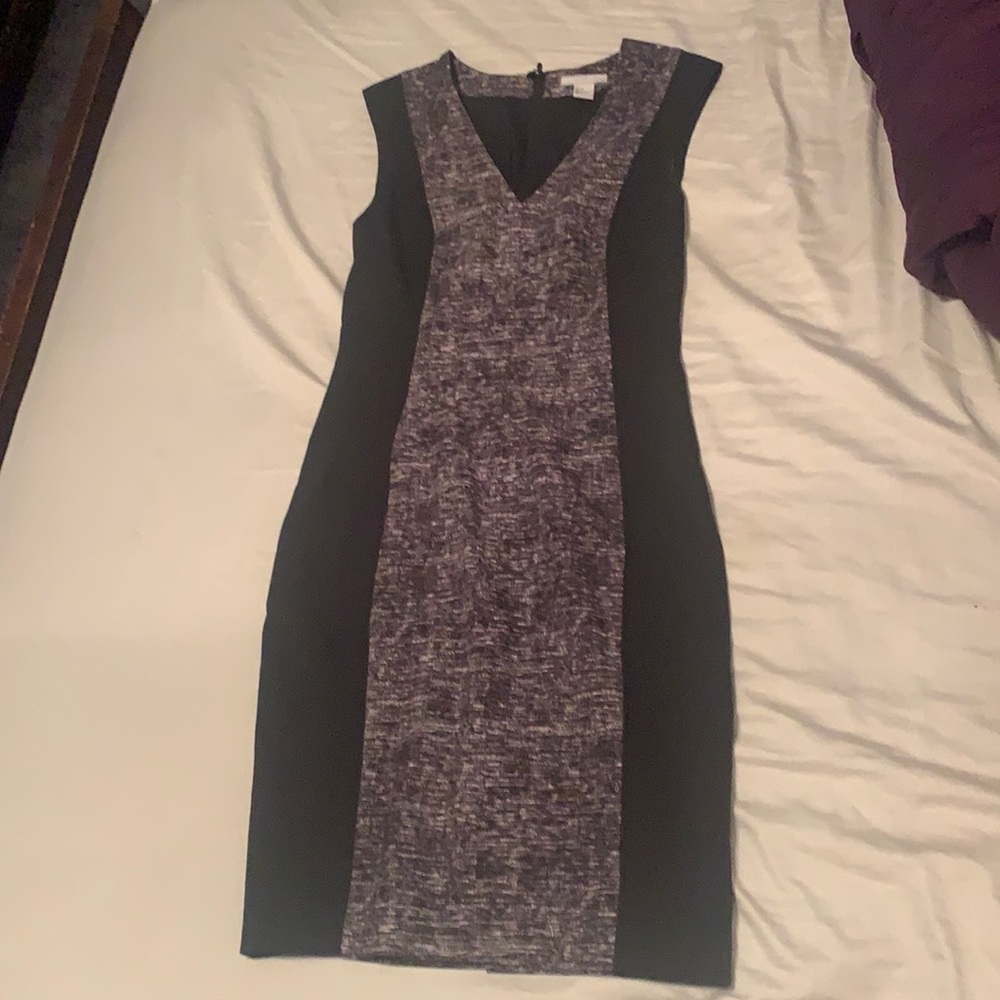 Gray and black midi dress